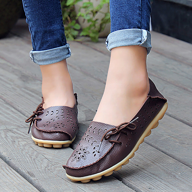 Women's Genuine Leather - Slip-On - Casual Flat Shoes - Moccasins FREE SHIPPING