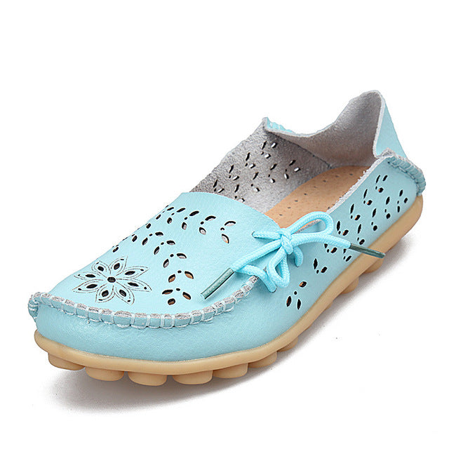 Women's Genuine Leather - Slip-On - Casual Flat Shoes - Moccasins FREE SHIPPING