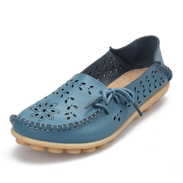 Women's Genuine Leather - Slip-On - Casual Flat Shoes - Moccasins FREE SHIPPING
