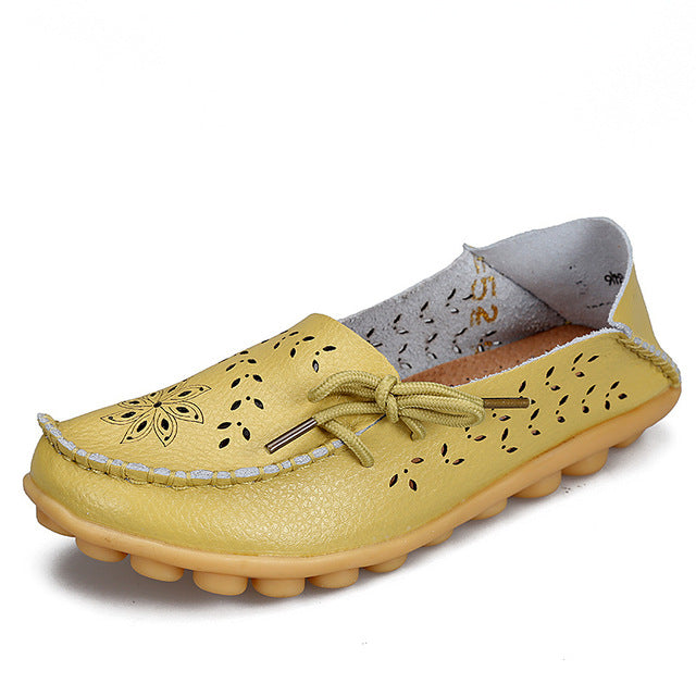 Women's Genuine Leather - Slip-On - Casual Flat Shoes - Moccasins FREE SHIPPING