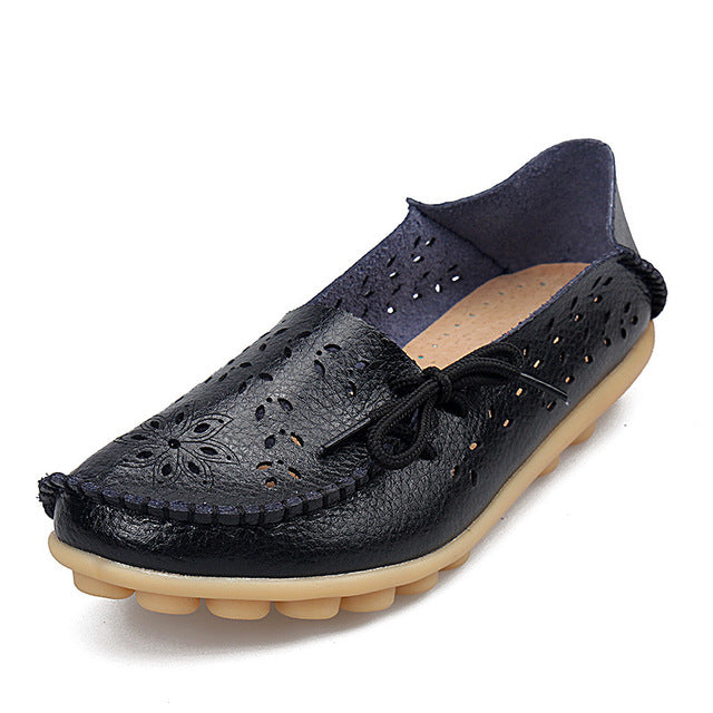 Women's Genuine Leather - Slip-On - Casual Flat Shoes - Moccasins FREE SHIPPING