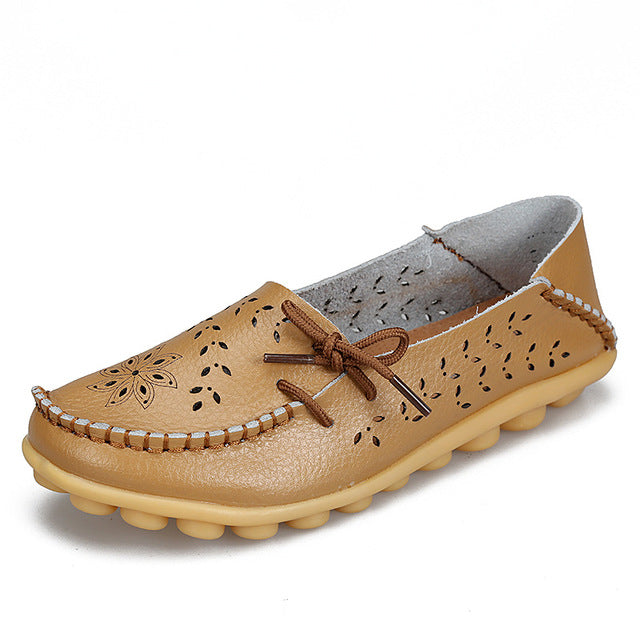 Women's Genuine Leather - Slip-On - Casual Flat Shoes - Moccasins FREE SHIPPING