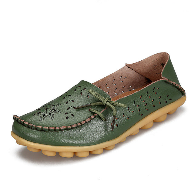 Women's Genuine Leather - Slip-On - Casual Flat Shoes - Moccasins FREE SHIPPING