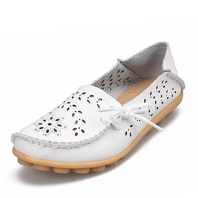 Women's Genuine Leather - Slip-On - Casual Flat Shoes - Moccasins FREE SHIPPING