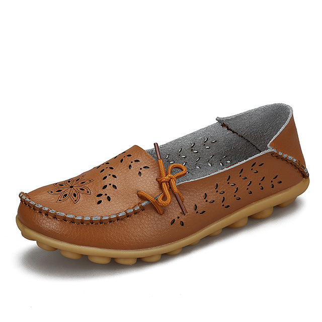 Women's Genuine Leather - Slip-On - Casual Flat Shoes - Moccasins FREE SHIPPING