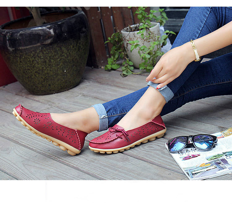 Women's Genuine Leather - Slip-On - Casual Flat Shoes - Moccasins FREE SHIPPING