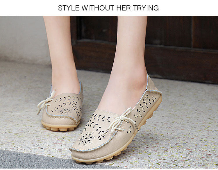 Women's Genuine Leather - Slip-On - Casual Flat Shoes - Moccasins FREE SHIPPING