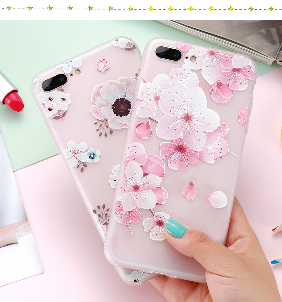 Flower Decorated KISSCASE Case For iPhone 5 up to iPhone X  FREE+SHIPPING