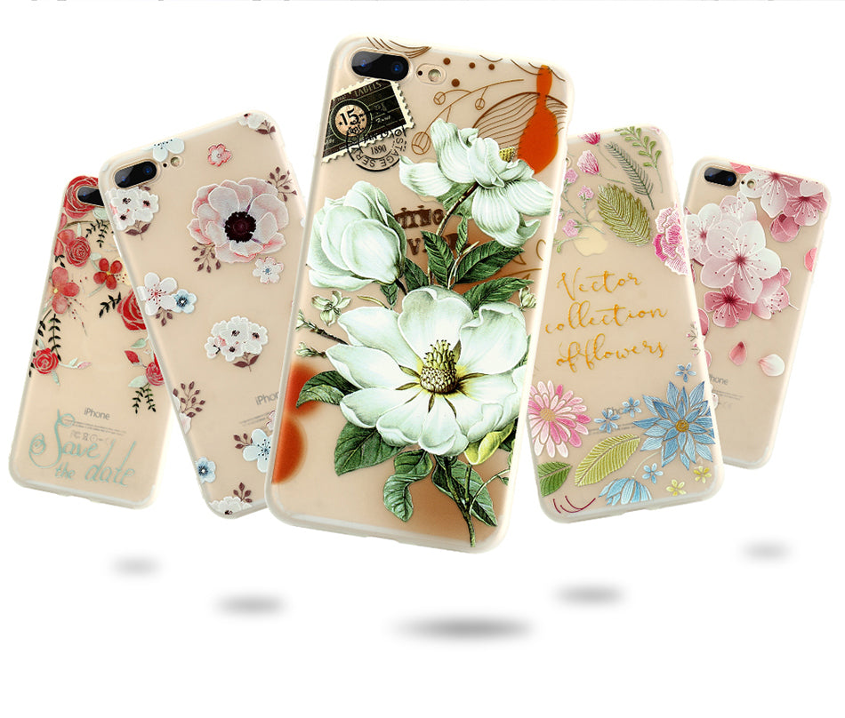 Flower Decorated KISSCASE Case For iPhone 5 up to iPhone X  FREE+SHIPPING