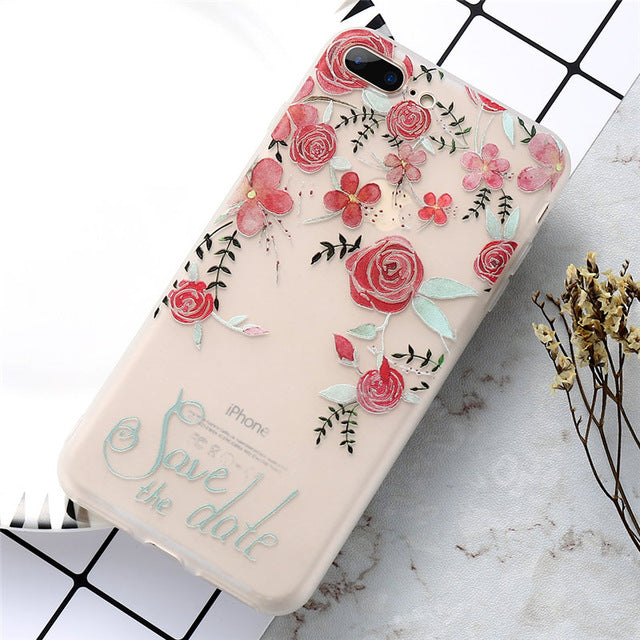 Flower Decorated KISSCASE Case For iPhone 5 up to iPhone X FREE+SHIPPING