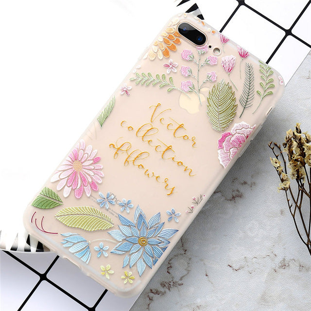 Flower Decorated KISSCASE Case For iPhone 5 up to iPhone X FREE+SHIPPING