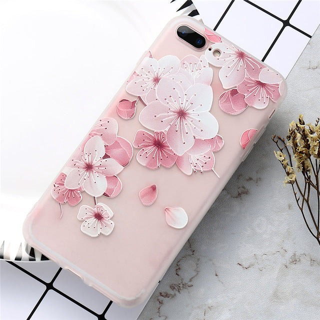 Flower Decorated KISSCASE Case For iPhone 5 up to iPhone X FREE+SHIPPING