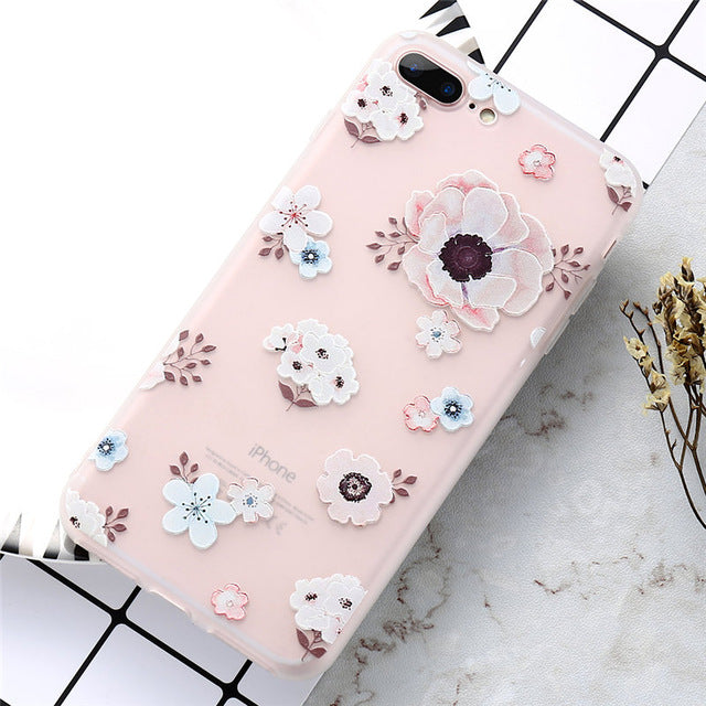 Flower Decorated KISSCASE Case For iPhone 5 up to iPhone X FREE+SHIPPING