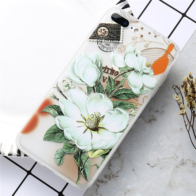 Flower Decorated KISSCASE Case For iPhone 5 up to iPhone X FREE+SHIPPING